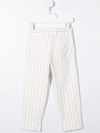 Shop Brunello Cucinelli Stripe-print Tailored Trousers In White
