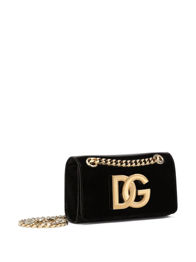 Shop Dolce & Gabbana 3.5 Patent Leather Phone Bag In Black