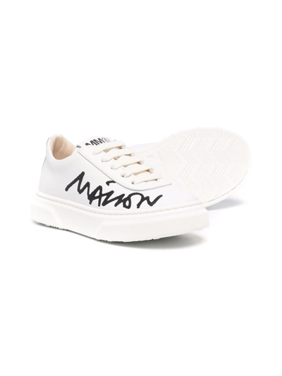 Shop Mm6 Maison Margiela Logo-print Low-top Sneakers In White