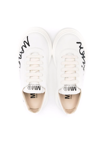 Shop Mm6 Maison Margiela Logo-print Low-top Sneakers In White