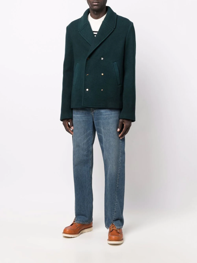 Shop Nick Fouquet Double-breasted Fitted Peacoat In Green