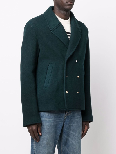 Shop Nick Fouquet Double-breasted Fitted Peacoat In Green