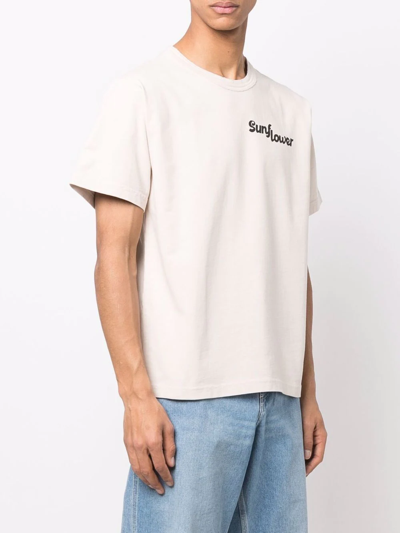 Shop Sunflower Logo-print Organic Cotton T-shirt In Neutrals