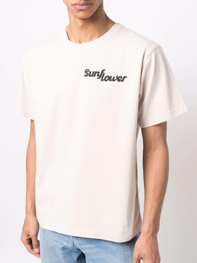 Shop Sunflower Logo-print Organic Cotton T-shirt In Neutrals