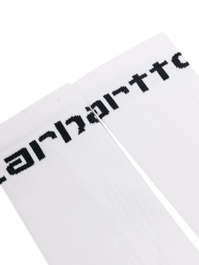 Shop Carhartt Logo-intarsia Socks In White