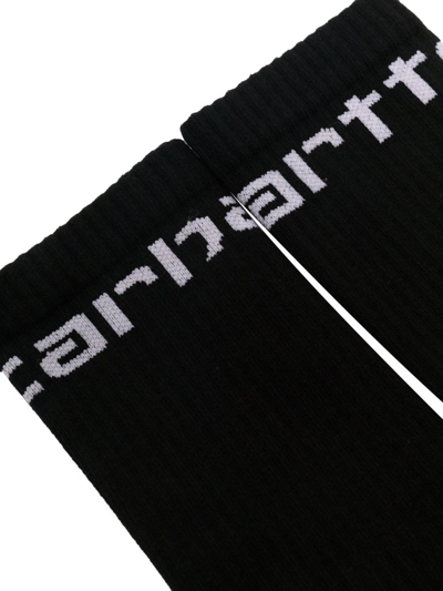 Shop Carhartt Logo-intarsia Socks In Black