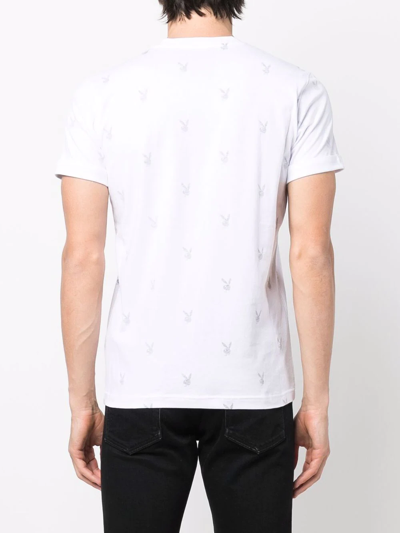 Shop John Richmond All-over Playboy-print T-shirt In White