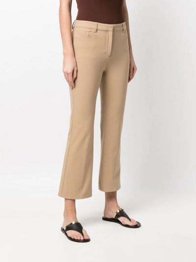 Theory Mid-rise Cropped Trousers In Brown