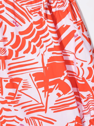 Shop Msgm All-over Graphic-print Dress In Orange