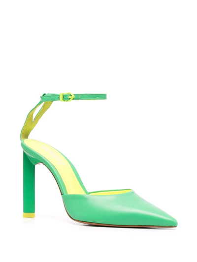 Shop Schutz Pointed Leather Pumps In Green