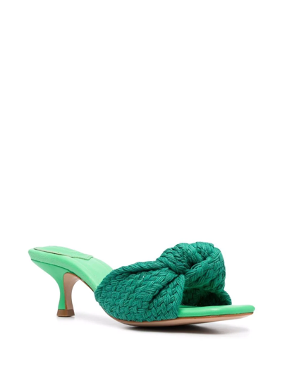 Shop Schutz Ruched Square-toe Sandals In Green