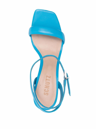 Shop Schutz Open-toe Heeled Leather Sandals In Blue