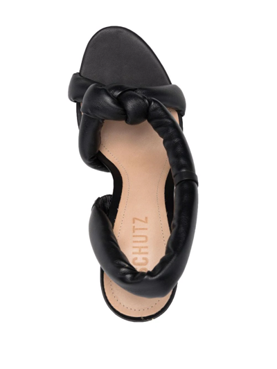 Shop Schutz Alto Puffy Leather Sandals In Black