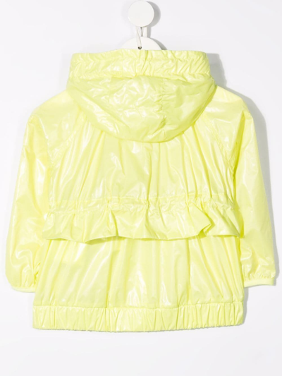 Moncler Zipper Hooded Jacket In Yellow