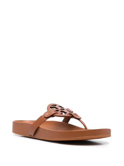 Tory Burch Logo-patch Sandals In Brown