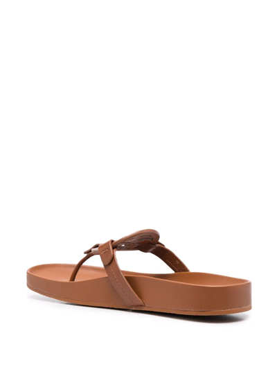 Tory Burch Logo-patch Sandals In Brown