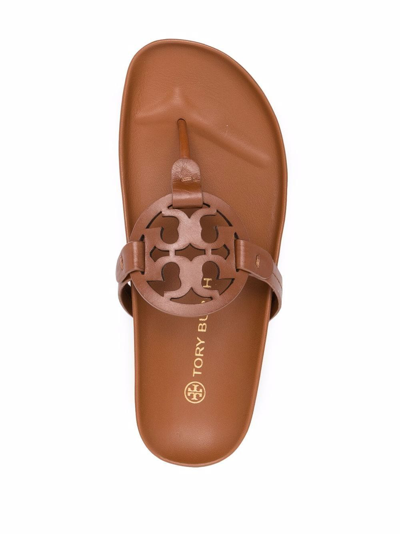 Tory Burch Logo-patch Sandals In Brown