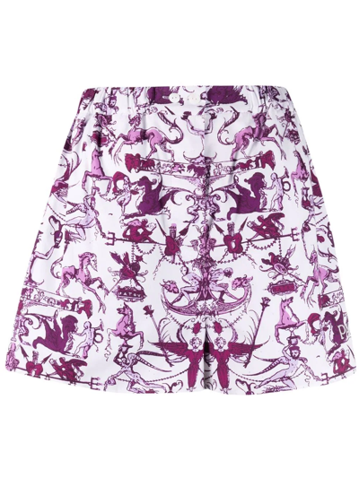 Shop Patou Abstract-print Cotton Shorts In White