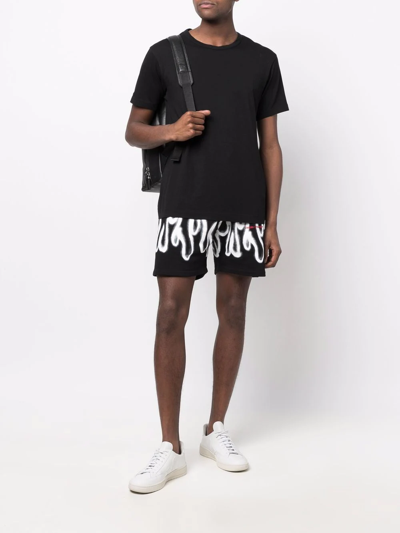 Shop Vision Of Super Flame-print Track Shorts In Black