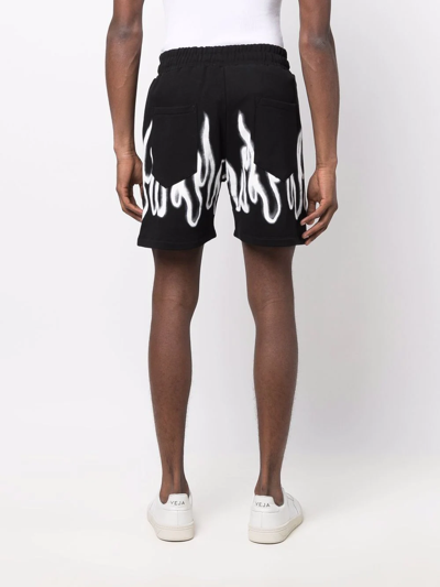 Vision Of Super Black Shorts With White Spray Flames In Black