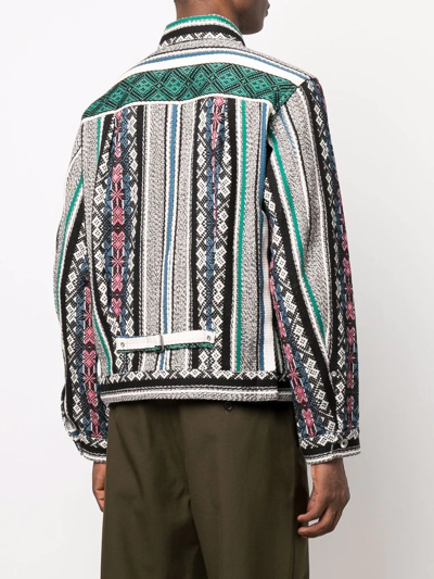 Shop Sacai Geometric-pattern Jacket In Black