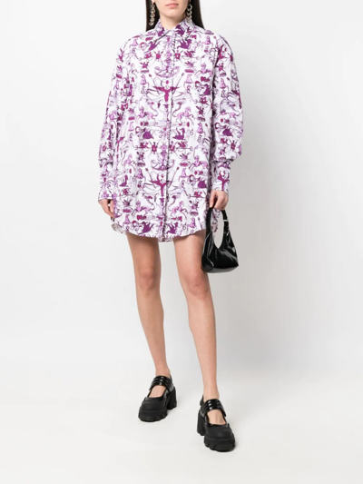 Shop Patou Stories And Tales Print Shirt Dress In White