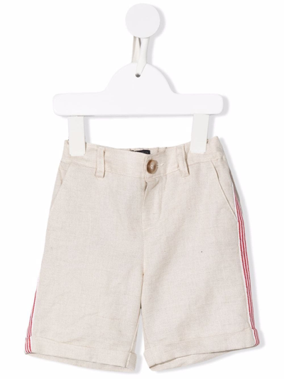 Shop Fay Side Stripe Shorts In Beige