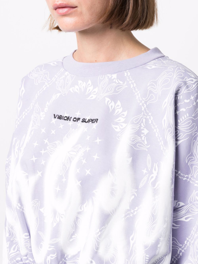 Shop Vision Of Super Abstract-print Embroidered Sweatshirt In Purple