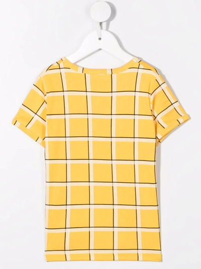 Shop Mini Rodini Check-detail Short Sleeve T-shirt In Yellow