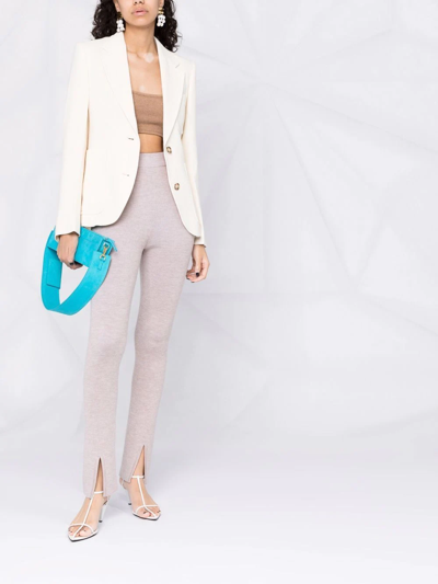 Magda Butrym Knitted Front-slit Leggings In Neutrals