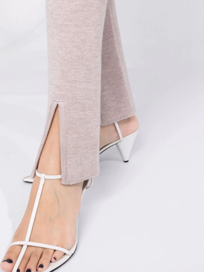 Shop Magda Butrym Knitted Front-slit Leggings In Neutrals