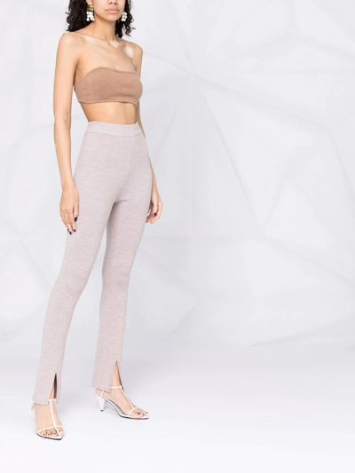 Magda Butrym Knitted Front-slit Leggings In Neutrals