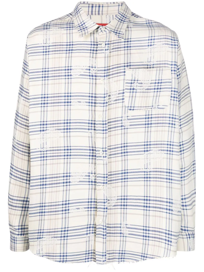 Shop 424 Check-pattern Long Sleeve Shirt In Neutrals