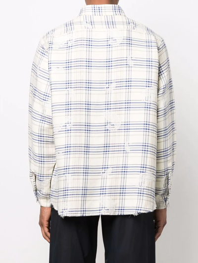 Shop 424 Check-pattern Long Sleeve Shirt In Neutrals