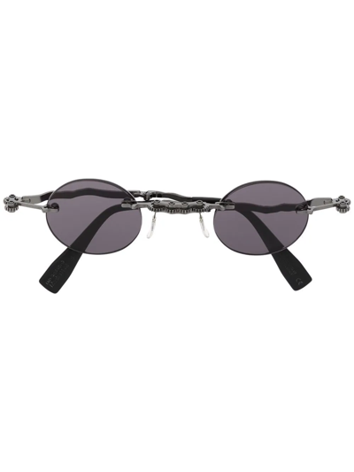 Shop Kuboraum Foldable Round-frame Sunglasses In Black
