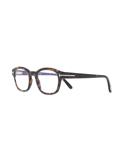 Shop Tom Ford Tortoiseshell Square-frame Glasses In Brown