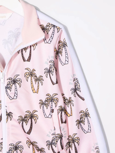 Shop Palm Angels Palm Tree Print Zip-fastening Jacket In Pink