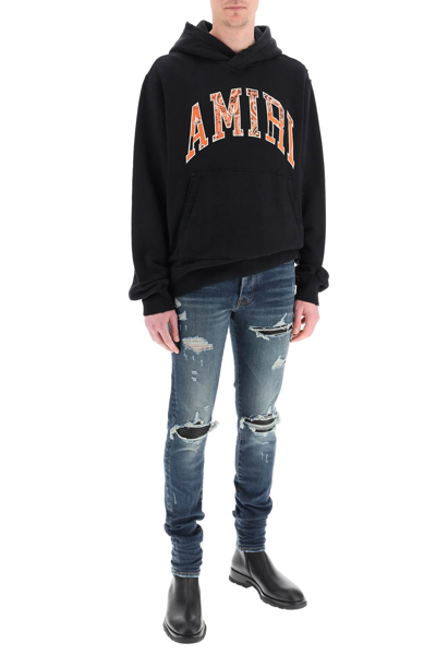 Shop Amiri Core Logo Hoodie In Black,orange