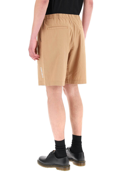 Shop Kenzo Cotton Shorts With Logo In Brown