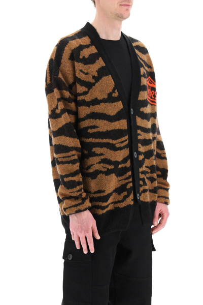 Shop Aries Kurt Cardigan With Temple Logo In Black,brown