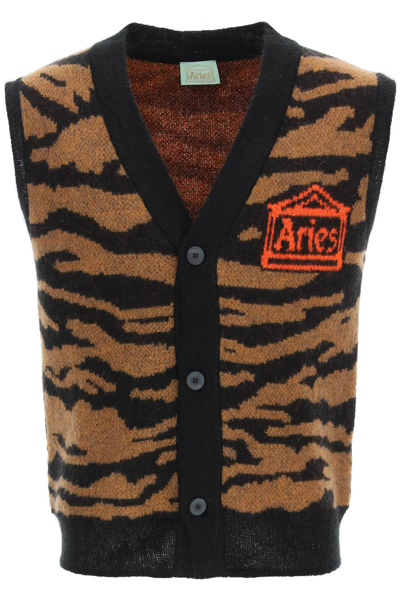 Shop Aries Kurt Knit Vest In Brown,black