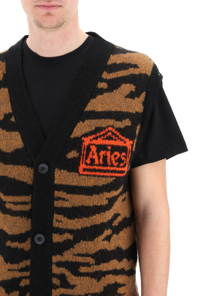 Shop Aries Kurt Knit Vest In Brown,black