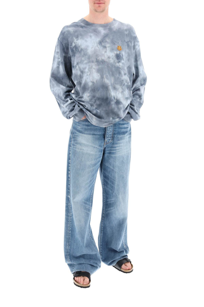 Shop Kenzo Tie-dye Cotton Sweater In Grey,light Blue