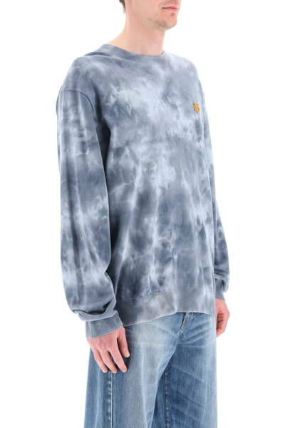 Shop Kenzo Tie-dye Cotton Sweater In Grey,light Blue
