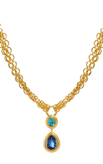 Shop Valére Women's Santorini 24k Gold-plated Brass Quartz Necklace In Blue