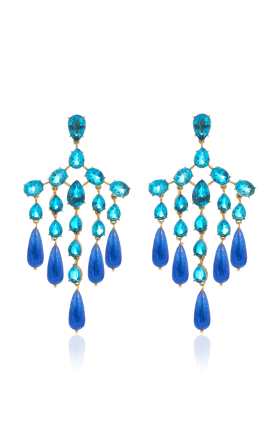 Shop Valére Women's Syros 24k Gold-plated Brass Quartz; Jade Earrings In Blue