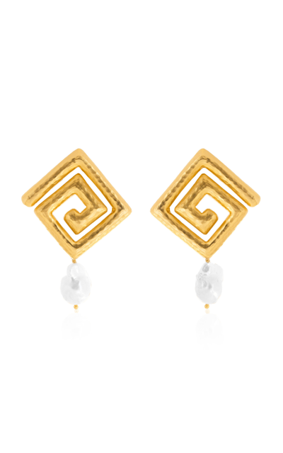 Shop Valére Women's Clio 24k Gold-plated Brass Pearl Earrings