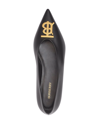 Shop Burberry Monogram Motif Pointed-toe Ballerina Shoes In Black