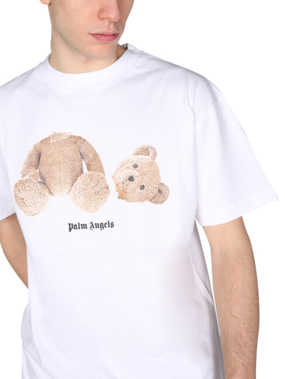Shop Palm Angels "bear" T-shirt In White