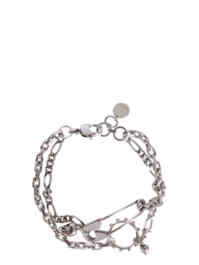 Shop Alexander Mcqueen Bracelet With Safety Pin In Silver
